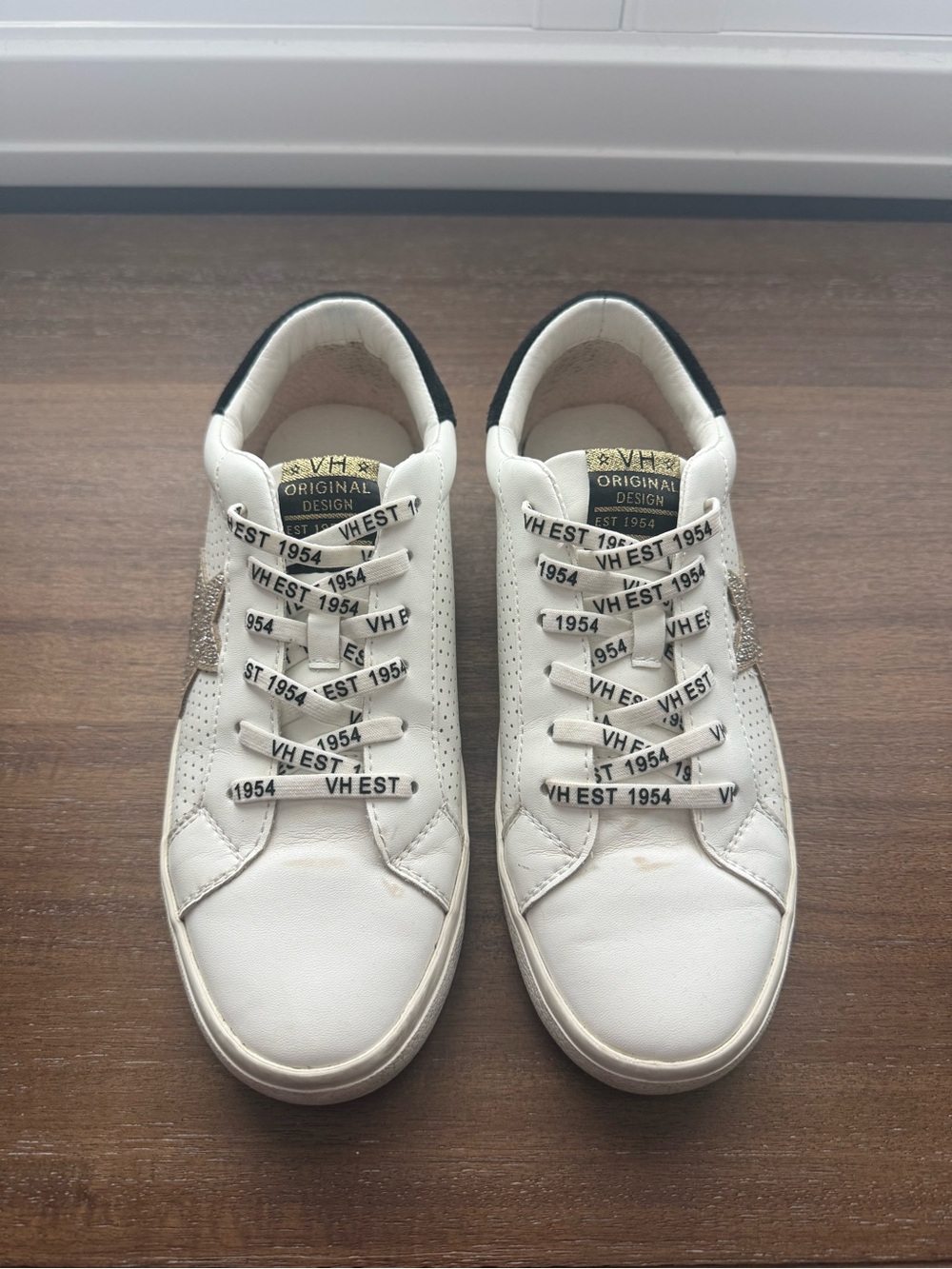 Vintage Havana White Sneakers with Gold Glitter Star